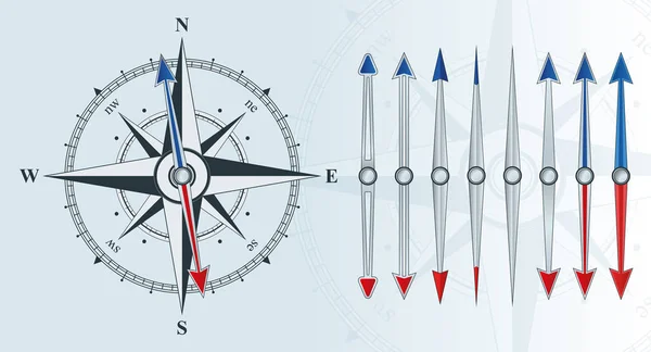 Kompas z podobnych strzałki — Zdjęcie stockowe