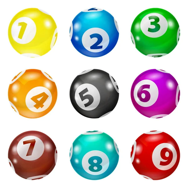 Set di palle numero colorato della lotteria 0-9 — Foto Stock