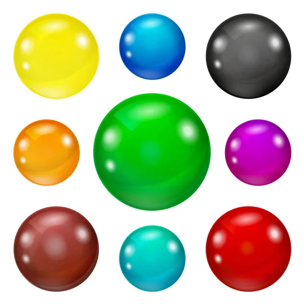 ชุดของลูกบอลสีมันวาวและส่องแสง — ภาพถ่ายสต็อก