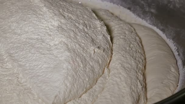 The dough is mixed in a large amount — Stock Video