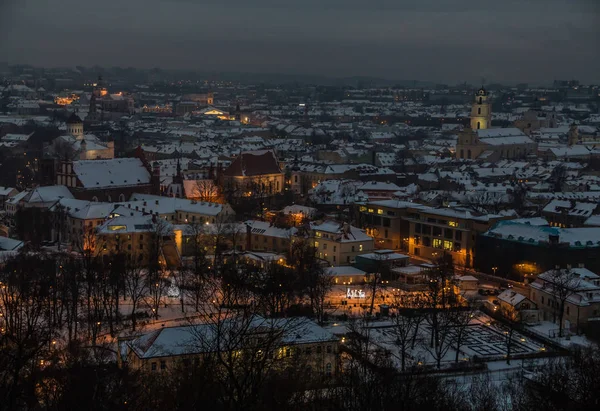 Vilnius winter aerial panorama of Old town. — Stock Photo, Image