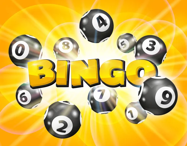 Lotto ballen rond het woord Bingo — Stockvector