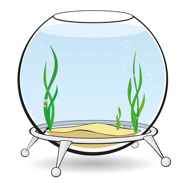 A round aquarium for fish — Stock Vector