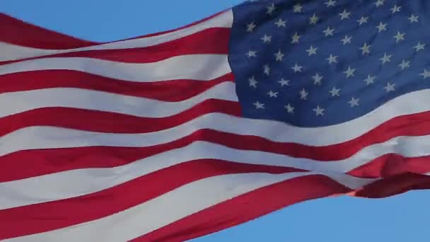 Amerikansk flagga viftar. — Stockvideo