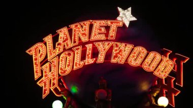 Planet Hollywood Casino işareti gece yakın çekim