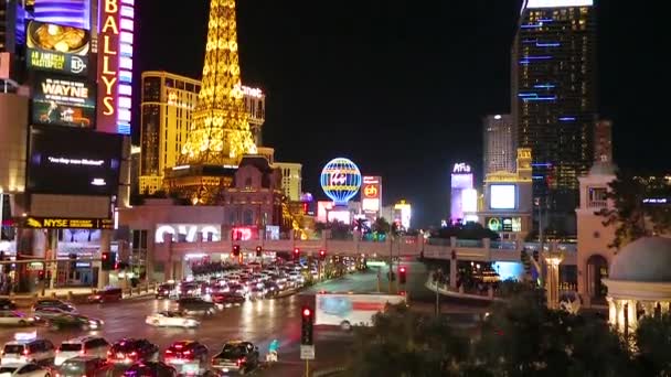 Nattlivet på Las Vegas Strip Boulevard. — Stockvideo