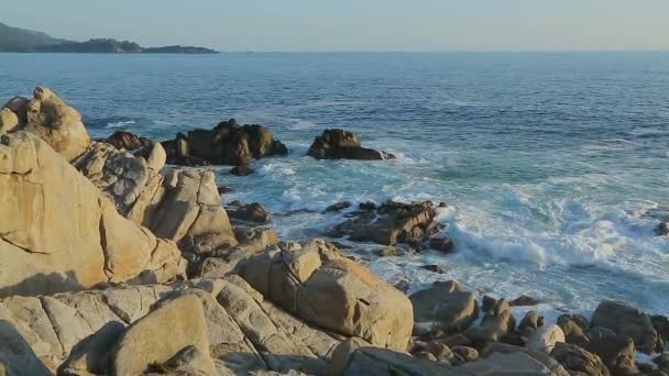 Παραλία με βότσαλο άποψη Monterey Καλιφόρνια — Αρχείο Βίντεο