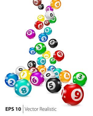 Vektör renkli Bingo topları rasgele düşmek.