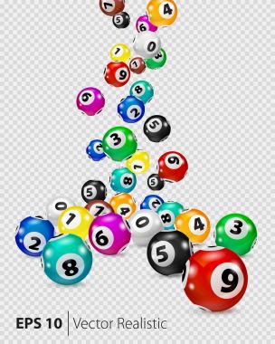 Vektör renkli Bingo topları rasgele düşmek.