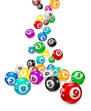 İllüstrasyon renkli Bingo topları rasgele düşmek.