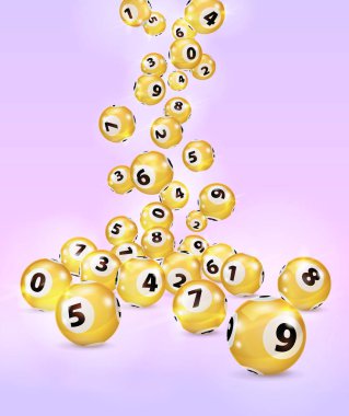 Resimde altın Bingo topları rasgele düşmek.