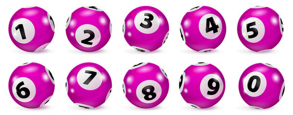Red lottery number balls isolated