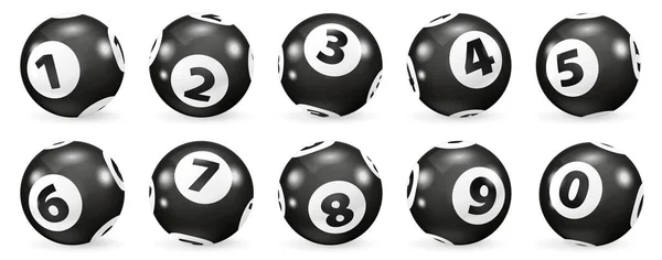 Bola nomor lotere hitam dan putih terisolasi — Stok Foto