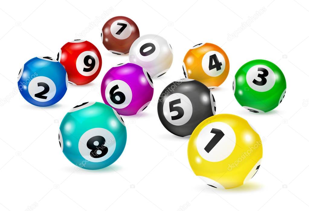 Illustration Colorful Bingo balls lie in random order.
