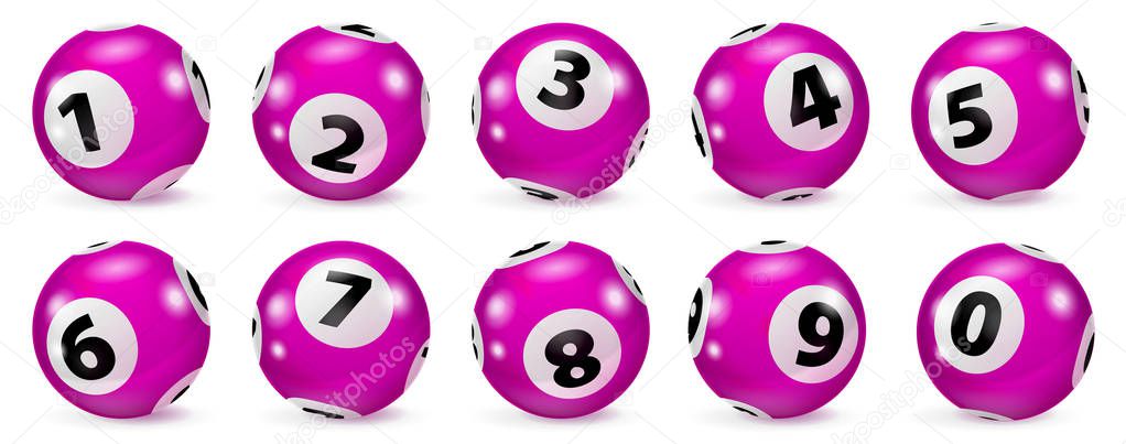 Red lottery number balls isolated