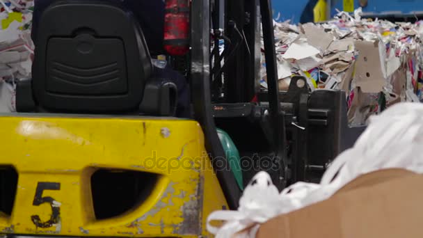 Grote fabriek voor Recycling van papier en kartonnen. — Stockvideo