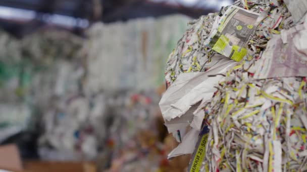 Stora fabriken för återvinning papper och svanmärkt. — Stockvideo