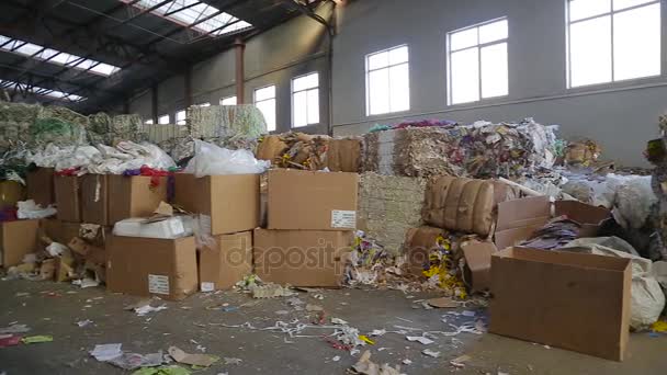 Fábrica grande para reciclar papel e papelão . — Vídeo de Stock