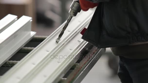Factory for PVC windows and doors production. — Stock Footage Factory for PVC windows and doors production. Stock Footage