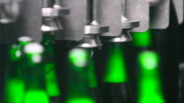 Yeşil renk şişe konveyör hareket