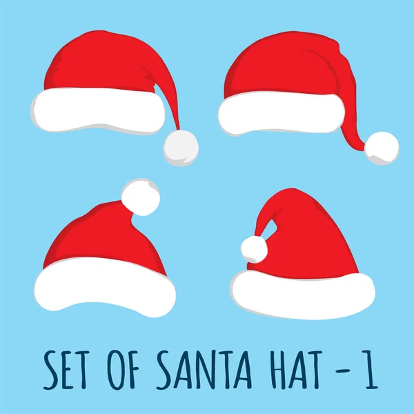 サンタ クロースの赤い帽子が青に設定 — ストックベクタ