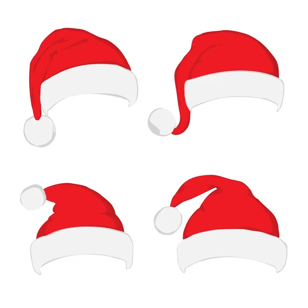 Santa Claus red hat set on white — Stock Vector