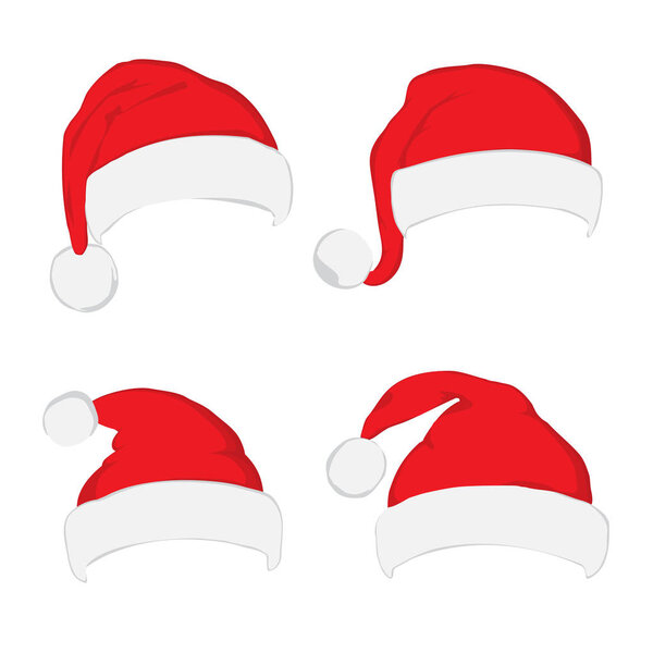 Santa Claus red hat set on white