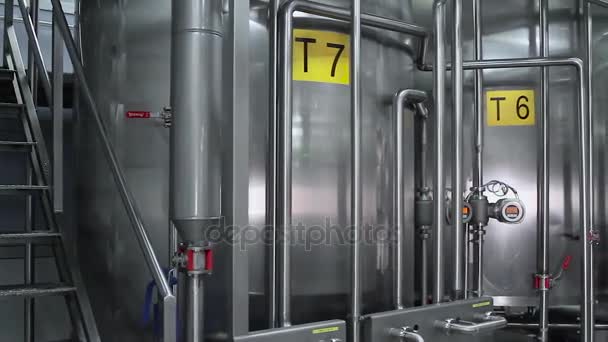 Pipeline System Made Stainless Steel Modern Enterprise Steel Tanks Interior — Stock Video