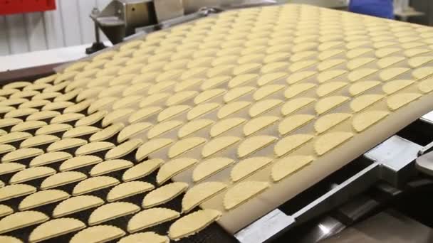 Формирование теста для печенья на заводе — стоковое видео