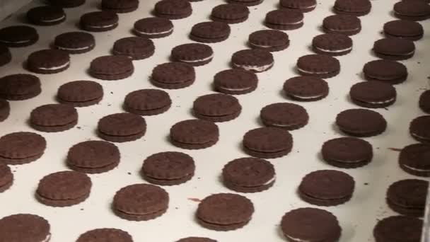 Galletas de cacao de dos capas con crema — Vídeos de Stock