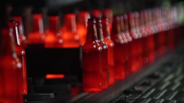 Fabrik für die Produktion von Flaschen, Glasfabrik — Stockvideo