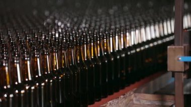 Bira şişeleri fabrikada satırları.