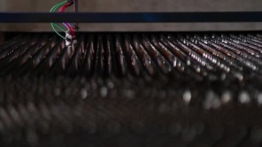 Temiz şişe konveyör hareket ediyor.