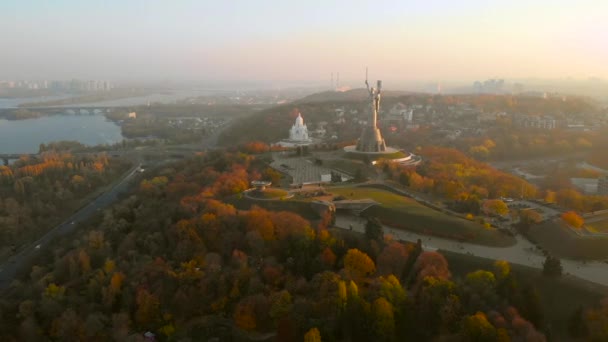 Drone footage aerial view of Motherland Monument — Stockvideo