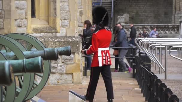 Queens Guard - Πύργος του Λονδίνου. Βίντεο αργής κίνησης — Αρχείο Βίντεο