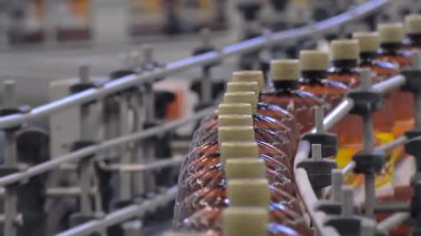 Bira fabrikasında bira şişeleme alışverişi..