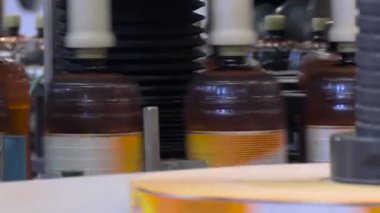 Kahverengi plastik şişelerdeki bira taşıyıcıda..