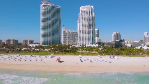 Hava manzaralı Güney Pointe Sahili, Miami, Florida — Stok video