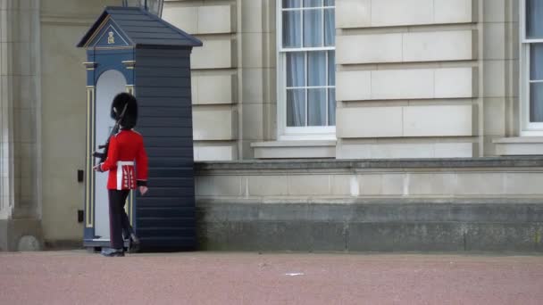 Queens Guard - Buckingham Palace (en inglés). Movimiento lento . — Vídeos de Stock