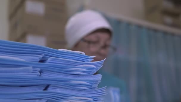 Production of disposable medical mask — Stock Video