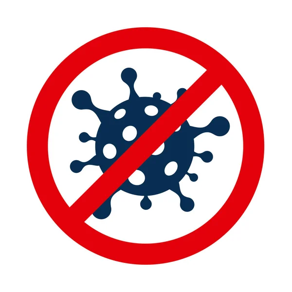 Coronavirus Cell Prohibition Sign Vector Flat Isolate White Background Coronovirus — Stock Vector