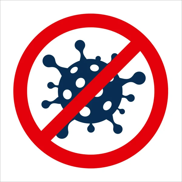 Coronavirus hücresi yasaklama işaretinde. Resim dairesi, beyaz arka planda izole edilmiş. Kırmızı DUR işaretinde Coronovirus viral hücresi. Koronavirüsü imzalayın. Koronavirüsü durdurun. İzole illüstrasyon simgesi