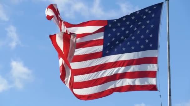 EUA American Flag Waving. FECHAR, Vídeo 4K — Vídeo de Stock