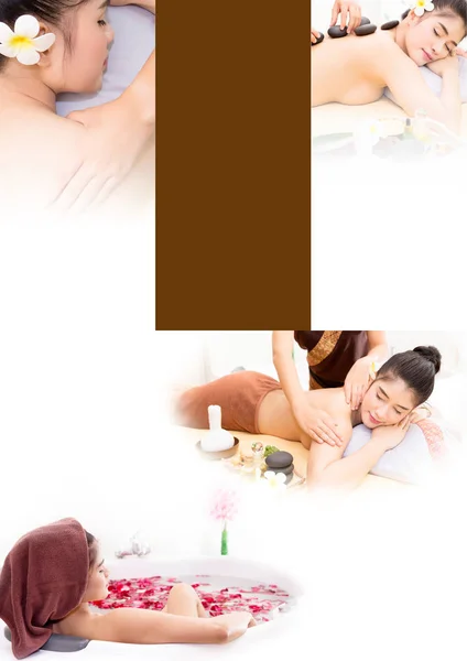 The spa facial and body massage. Art design for the brochure — Stock Photo, Image