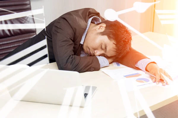 Молодой Бизнес Сонный Уставший Тяжелой Работы — стоковое фото