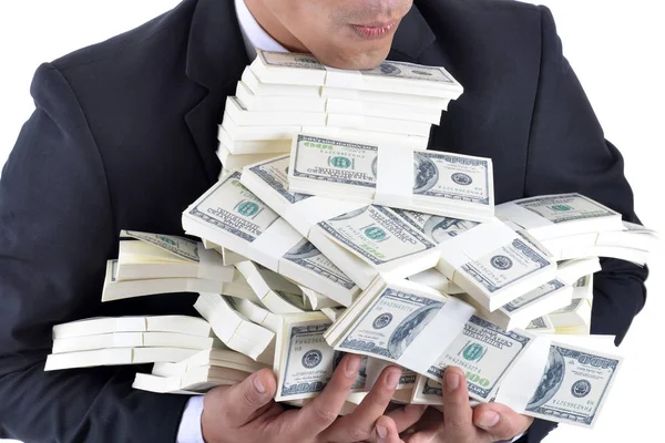 Mucho dinero en manos de un joven empresario. . —  Fotos de Stock