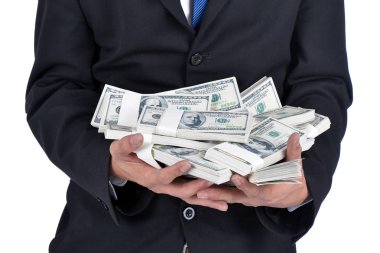 Elinde, genç bir işadamı birçok dolar