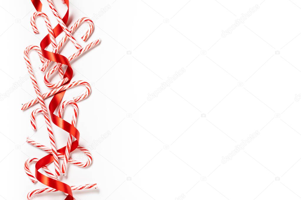 Red Candy Cane Border on White
