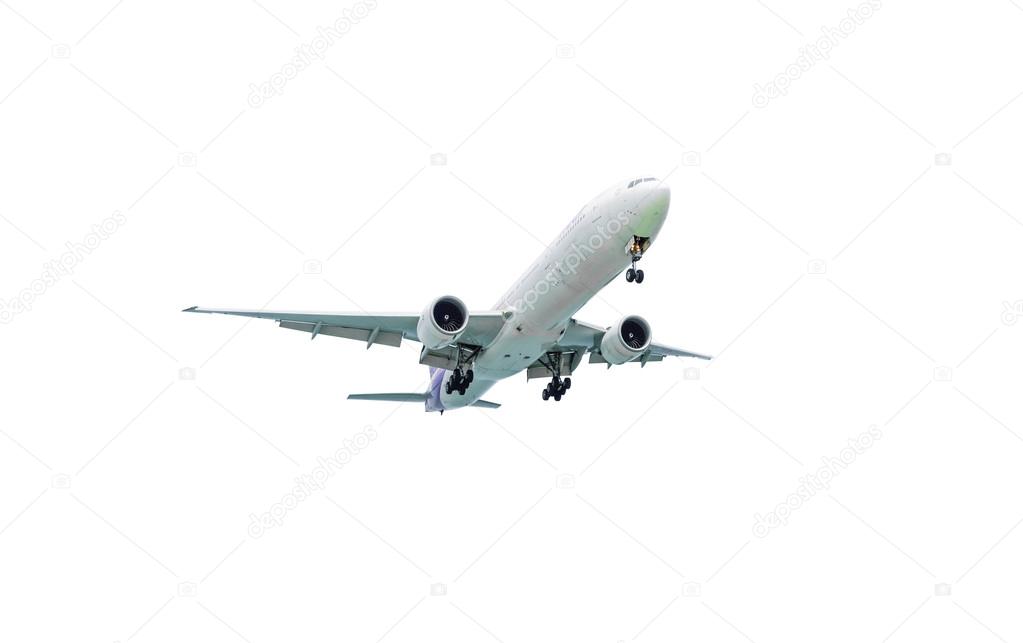 White airplane isolated on white background. Included clipping path