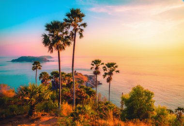 Alacakaranlık gökyüzü Phuket, Tayland, Phromthep cape bakış açısı